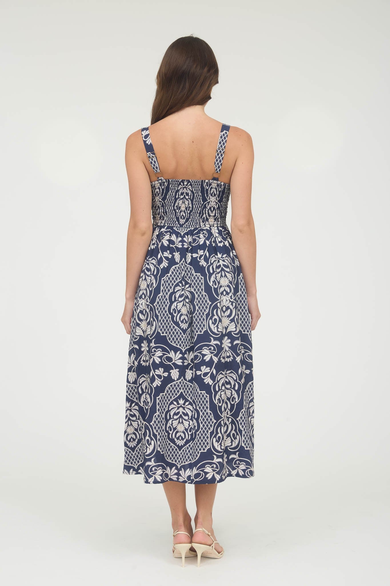 Vestido Estampado Azul de tirantes ajustables