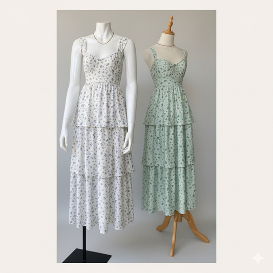 Vestido de tirantes midi blanco estampado