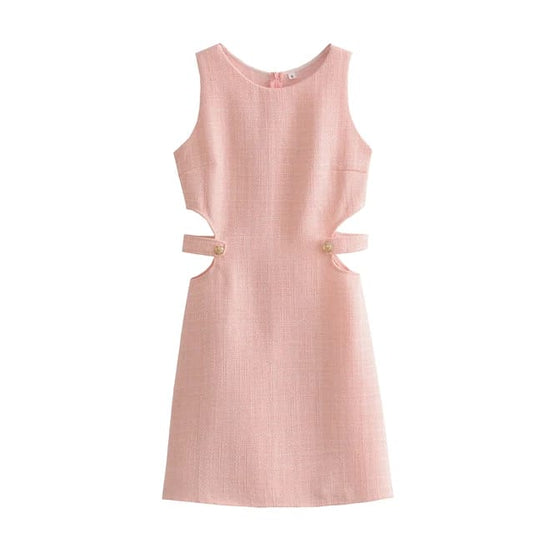 Vestido con aberturas estilo Old Money Rosa corto