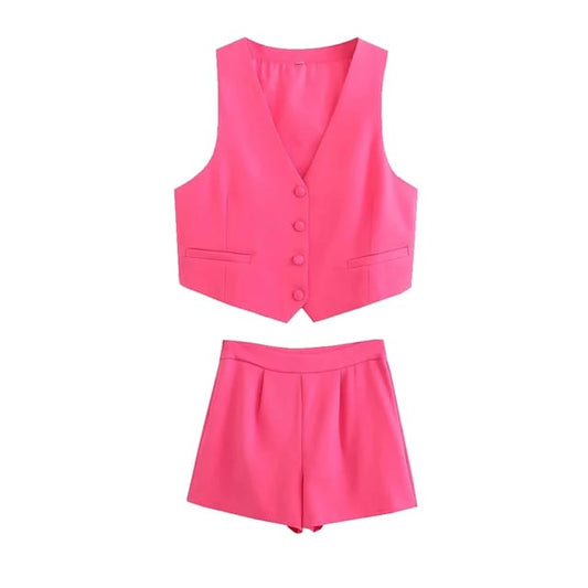 Conjunto Fucsia chaleco y short