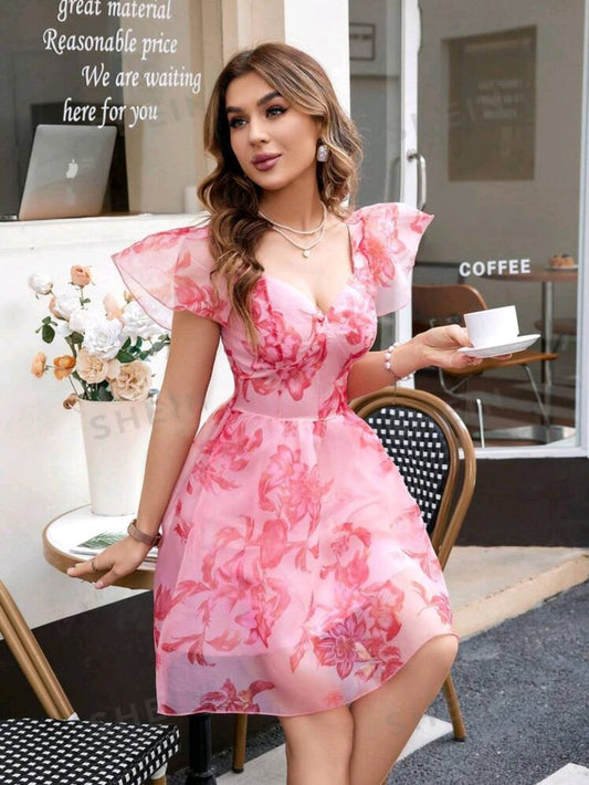 Vestido rosa corto