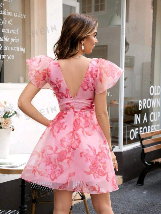 Vestido rosa corto