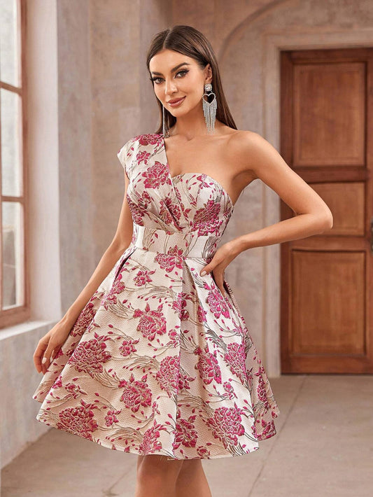 Vestido corto rosa floral