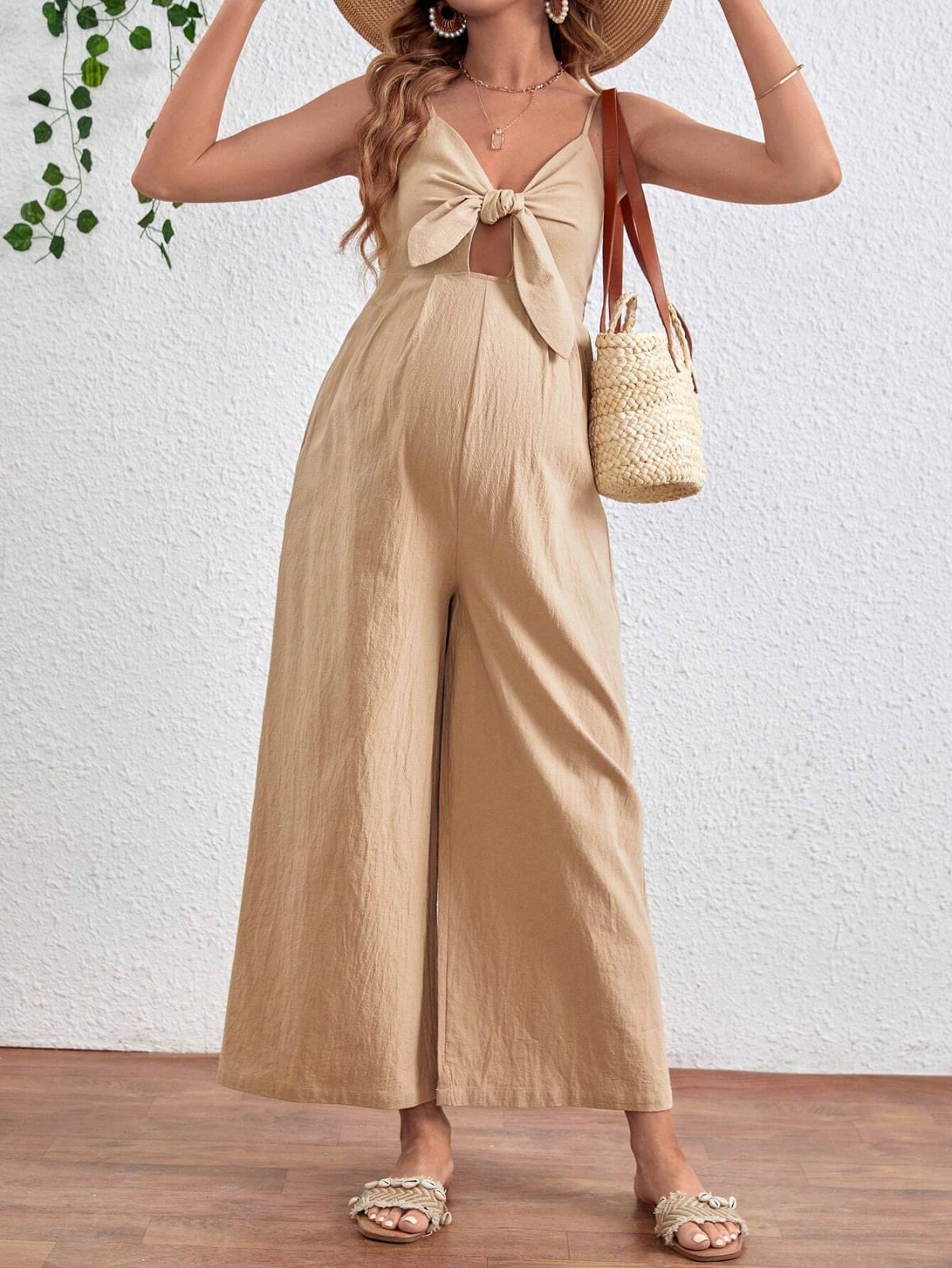 Jumpsuit crema maternidad