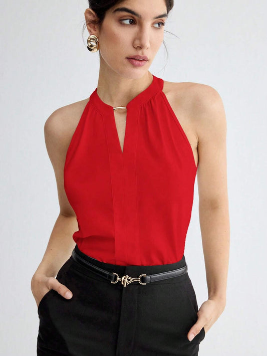 Blusa sin mangas roja