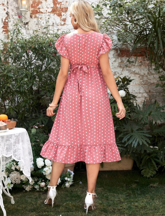 Vestido Maternidad con estampado de puntos con diseño para lactancia