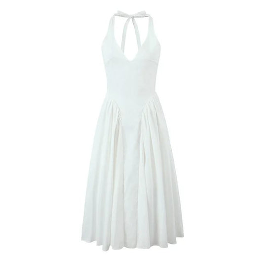 Vestido halter cuello V blanco