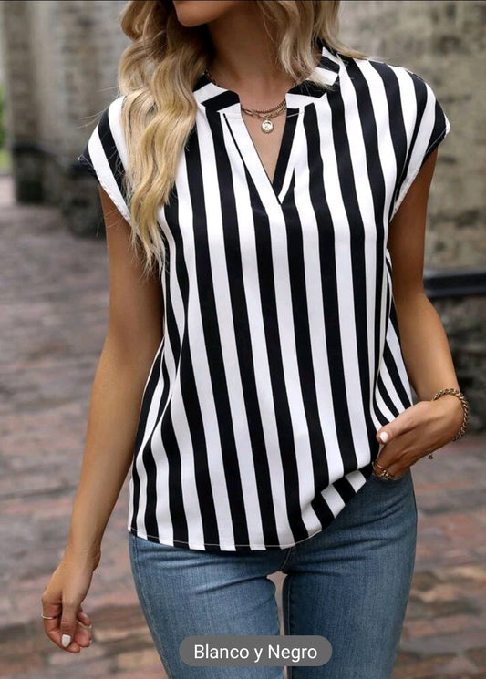 Blusa rayas blanco con negro