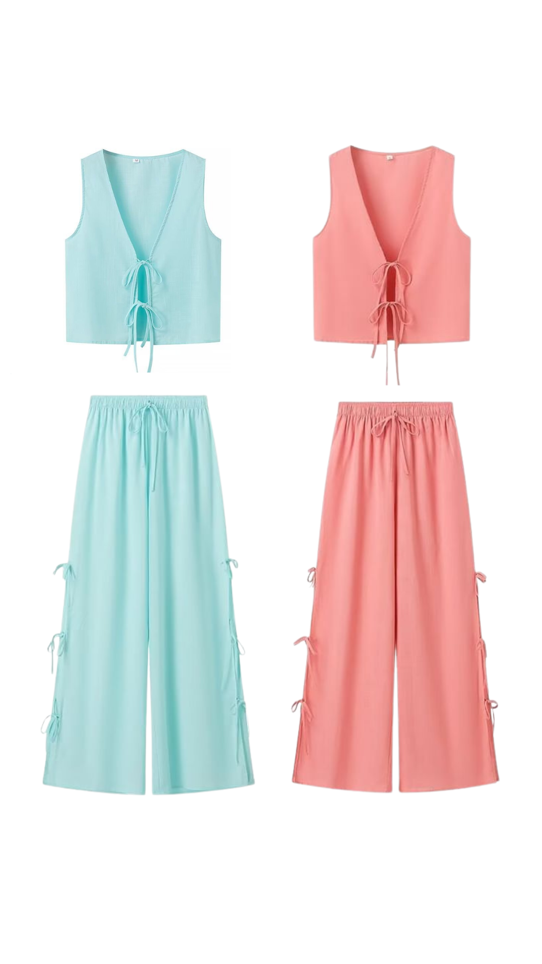 Conjunto de vest y pantalon para mujer, estilo boho, set para verano de pantalón fresco