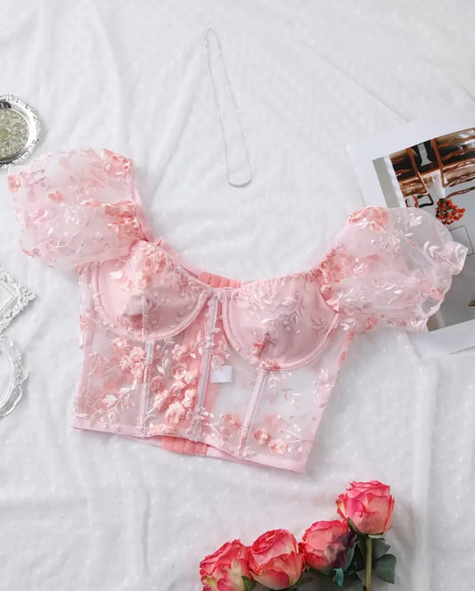 Bustier Encaje Rosa