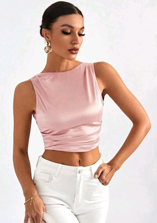 Top de amarrar Rosa