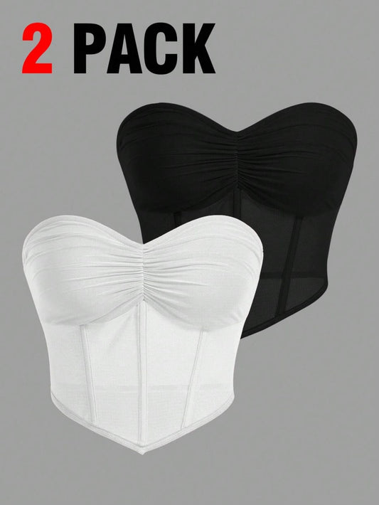 Set de top 2pcs blanco y negro