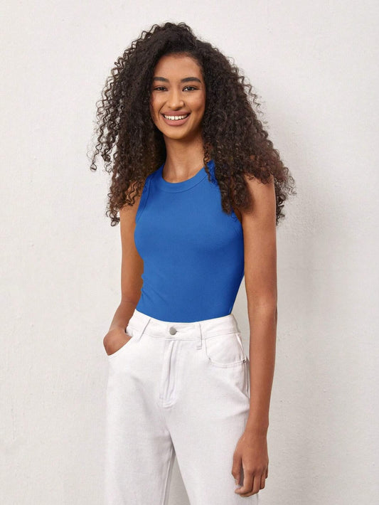 Blusa Basic sin mangas Azul