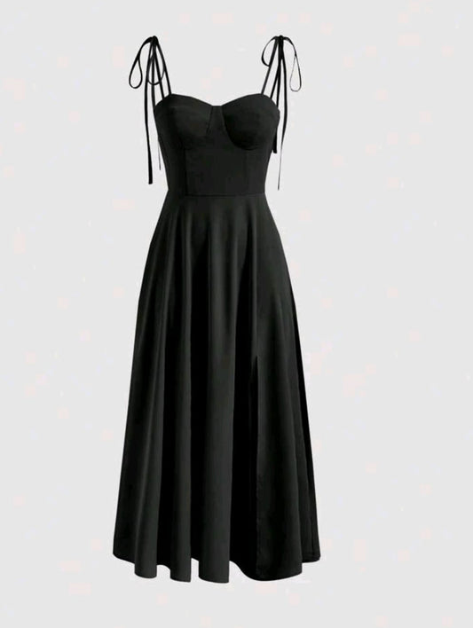 Vestido midi negro de tirantes