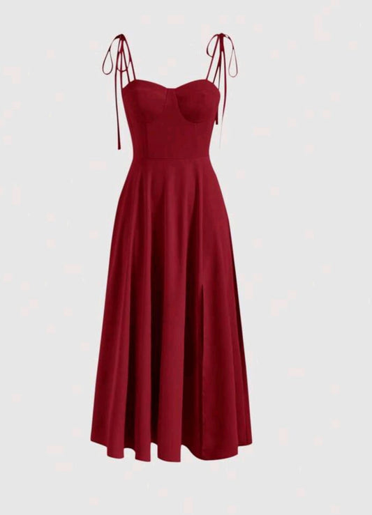 Vestido midi  de tirantes rojo