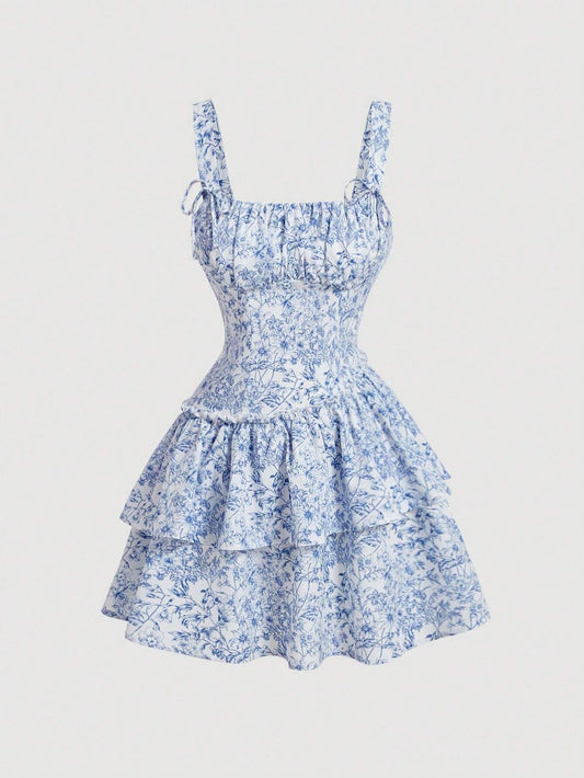Vestido Romántico print azul