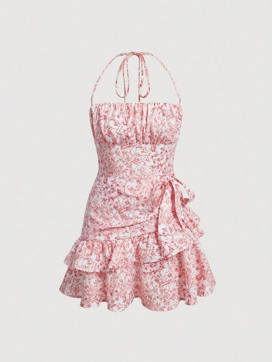 Vestido de lazo de amarrar atras rojo corto