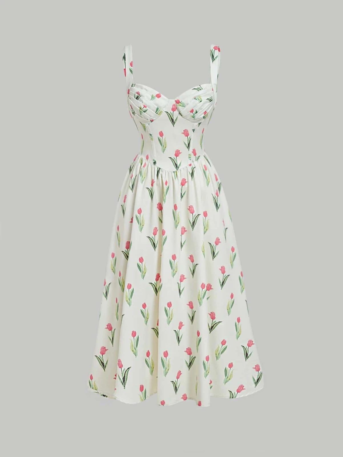 Vestido tulipanes largo sin mangas