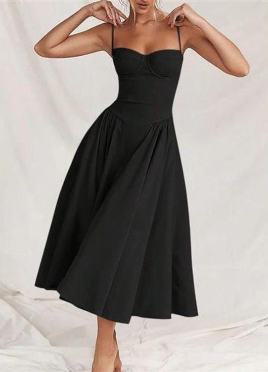 Vestido largo color solido Negro