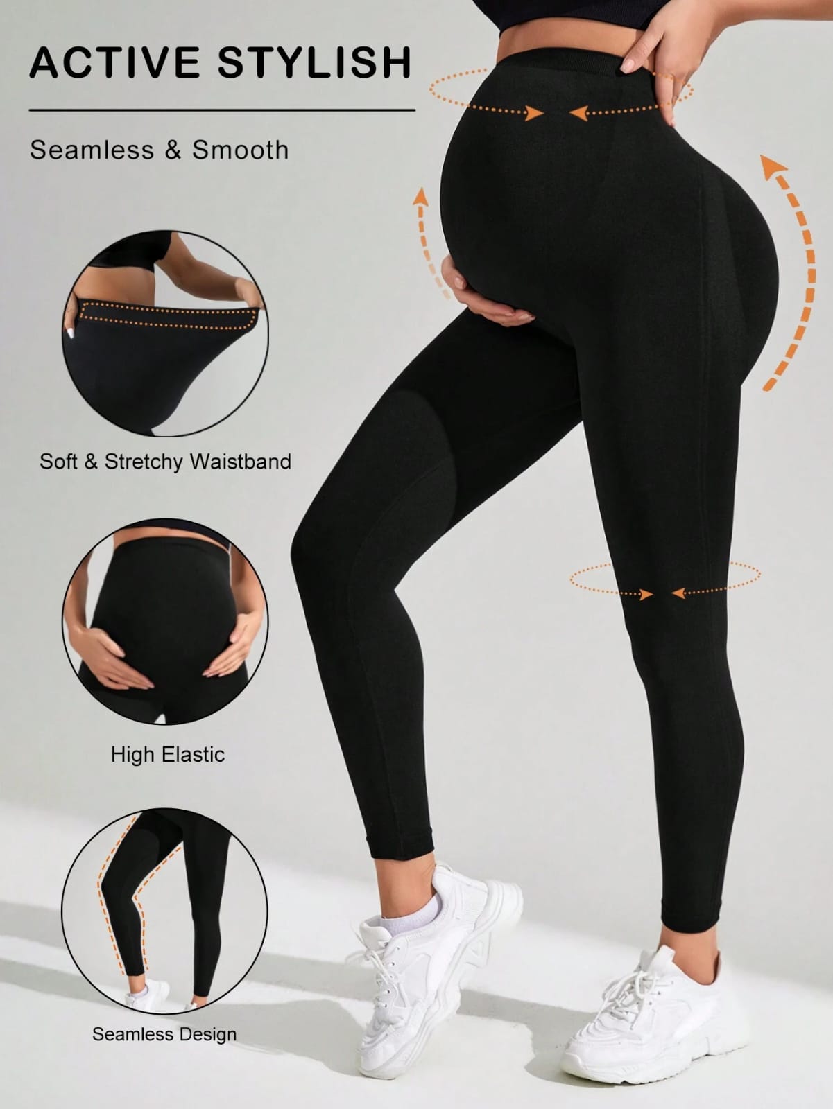 Leggings maternidad negro largo