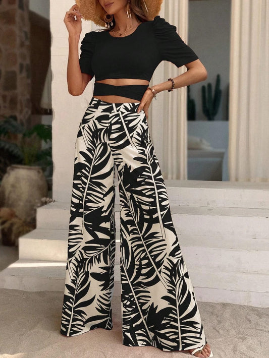 Conjunto Estampado Pantalón Negro