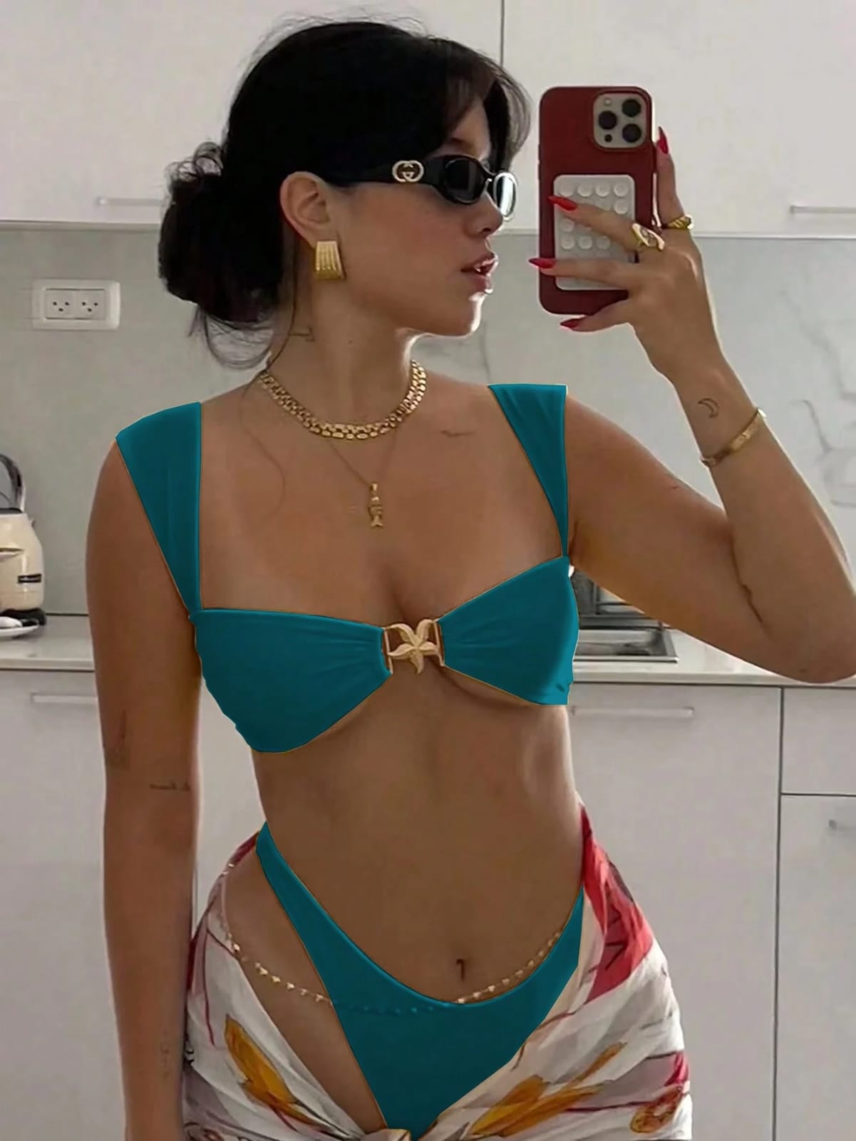 Traje de baño de dos piezas para mujer con diseño de estrella de mar