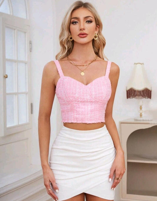 Crop top Tweed Rosa
