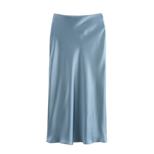 Falda maxi satinada para mujer elegante en tendencia