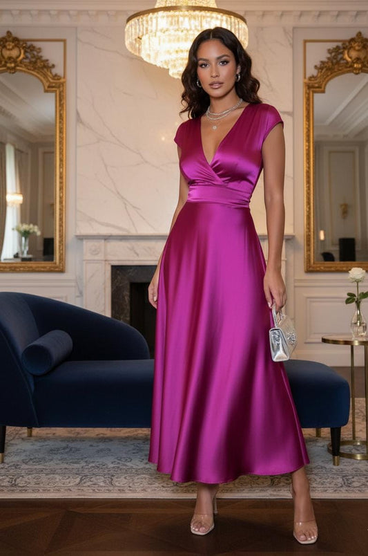 Vestido largo elegante fucsia