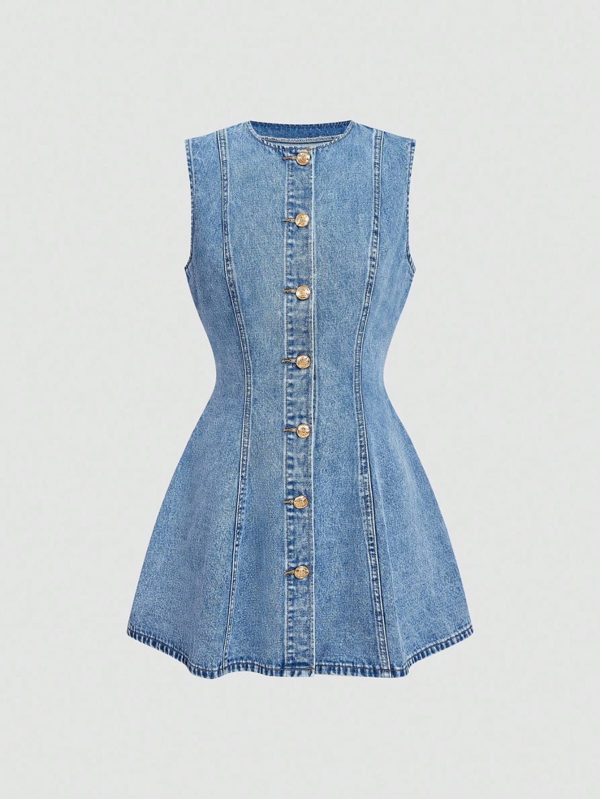 Vestido denim ajustado al cuerpo con botones metalicos