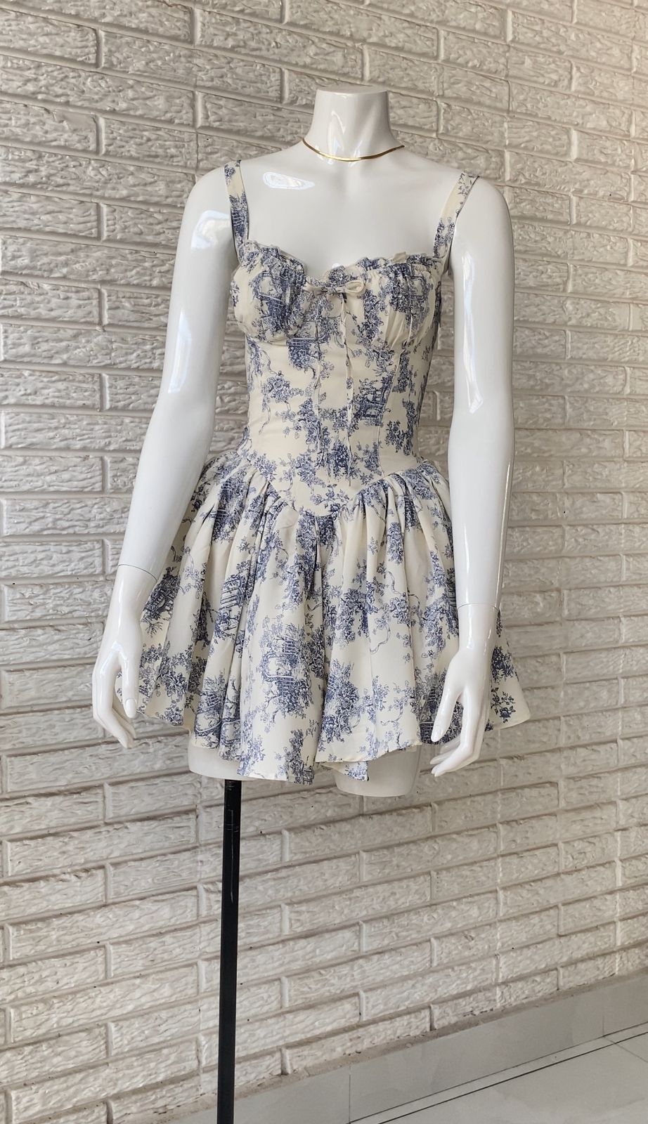 Vestido coquette estampado celeste con tutu