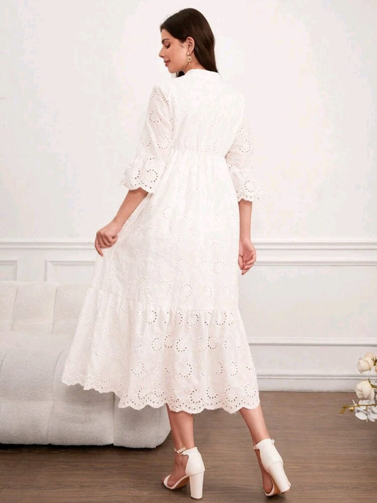 Vestido maternidad blanco largo mangas largas