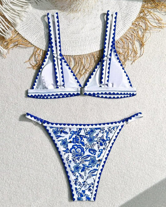 Traje de baño de dos piezas print celeste