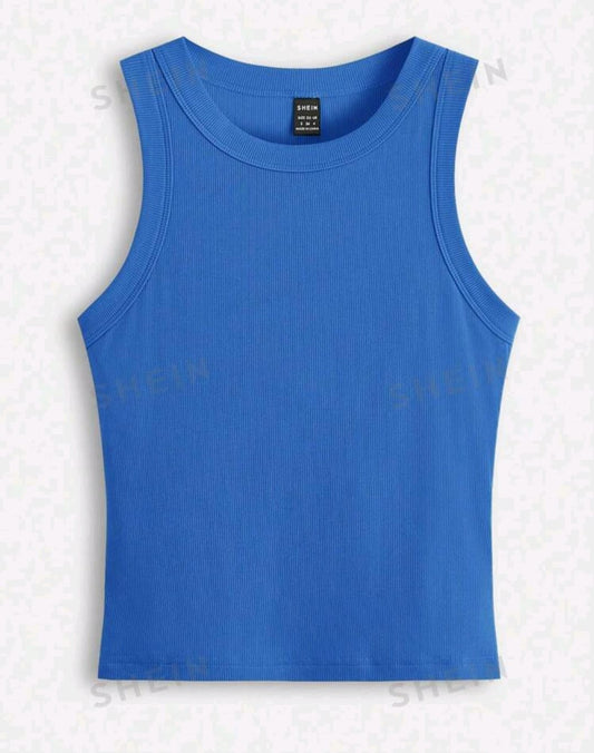 Blusa Basic sin mangas Azul