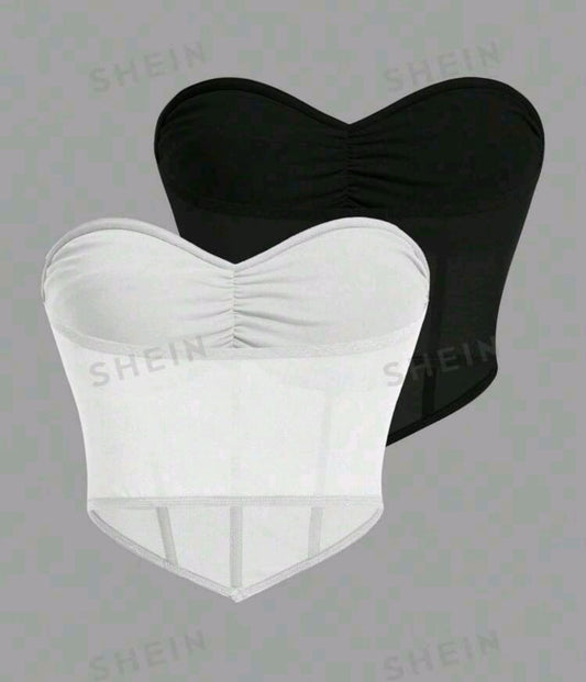 Set de top 2pcs blanco y negro