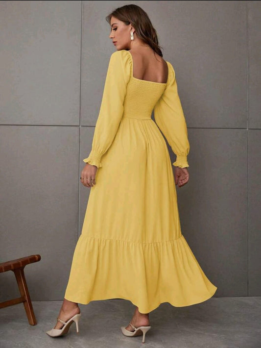 Vestido maxi De Manga Larga amarillo
