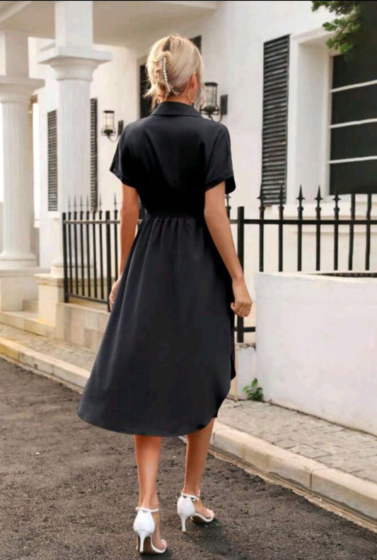 Vestido midi negro overside con mangas