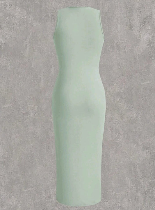 Vestido largo  Básico Menta sin mangas