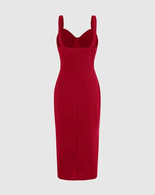 Vestido midi- rojo de tirantes