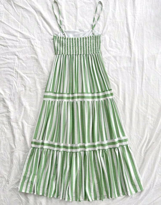 Vestido maxi oversize rayas verde