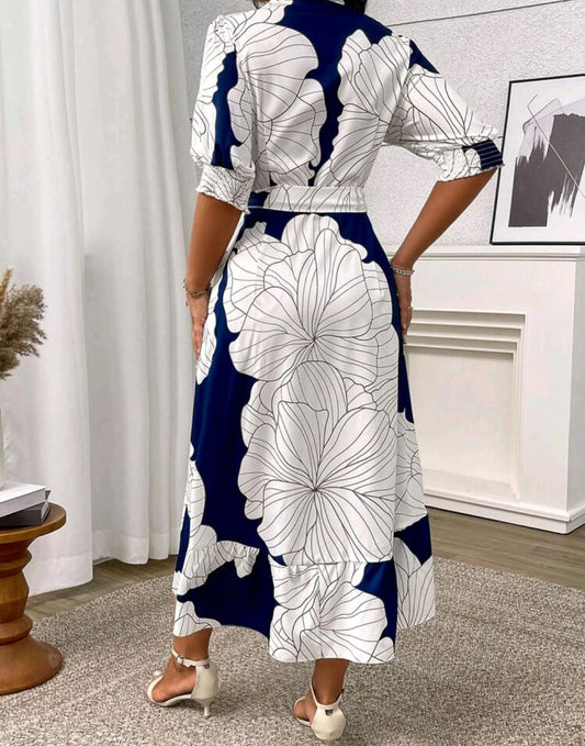 Vestido oversize camisero estampado azul
