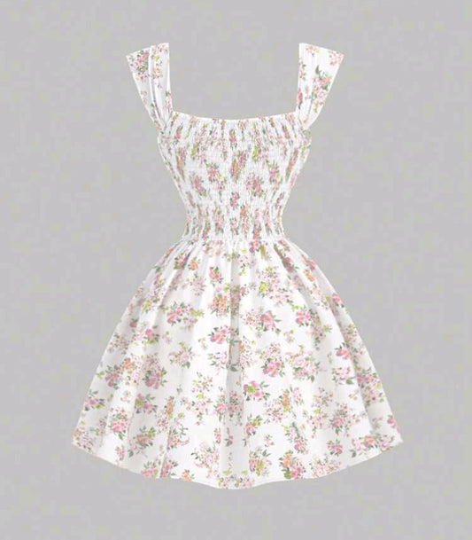 Vestido corto blanco estampado floral