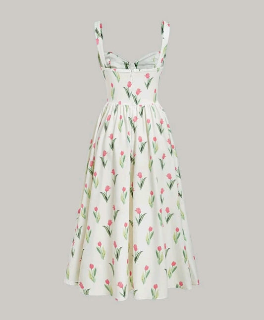 Vestido tulipanes largo sin mangas