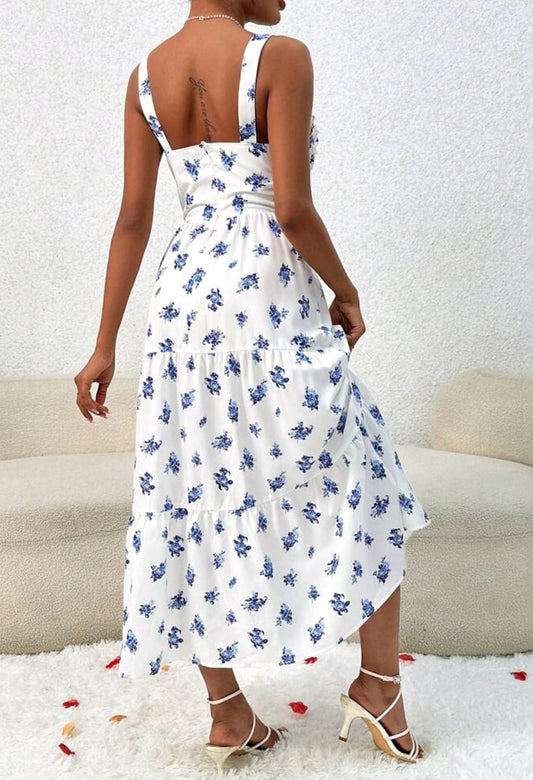 Vestido maxi blanco con flores