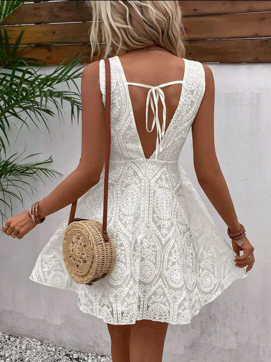 Vestido blanco Bordado corto