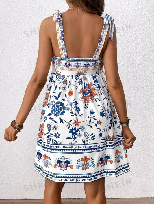 Vestido casual de tirantes con estampado floral para maternidad