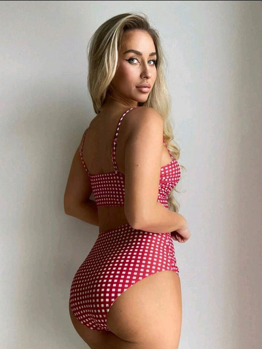 Traje de Baño a Cuadros Rojo