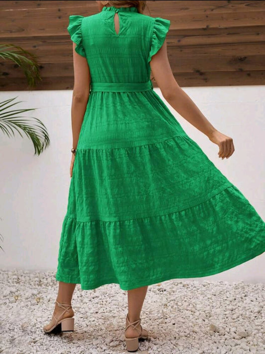 Vestido de maternidad de cuello redondo verde