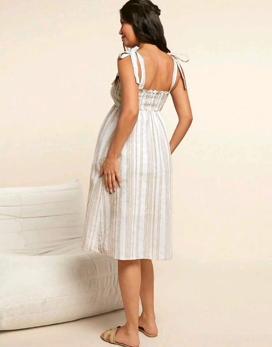 Vestido casual maternidad y lactancia con rayas algodón