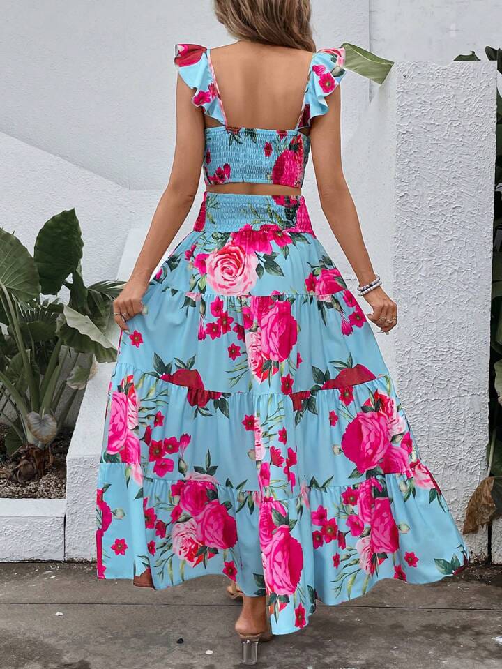 Conjunto Falda Estampado Celeste